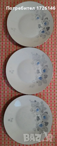 Порцеланови чинии със сребърен кант Hutschenreuther, Bavaria, Germany -3 броя 