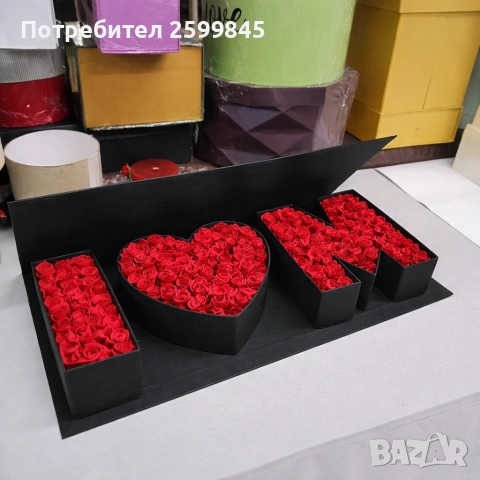 Ръчно направени луксозни кутии с изкуствени рози , снимка 4 - Ръчно изработени сувенири - 53015353