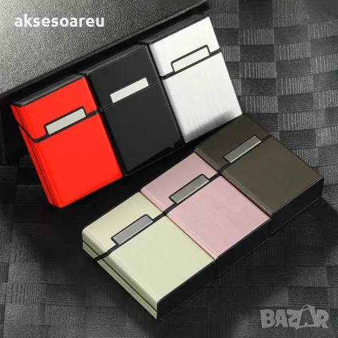 Качествена джобна кутия за стандартни цигари 80 мм. калъф от алуминиева сплав за пушачи за Подарък, снимка 14 - Табакери - 50227585