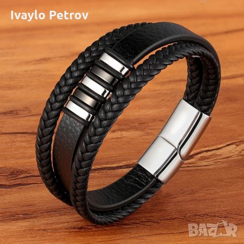 Луксозни мъжки гривни естествена кожа - различни модели 