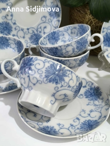 Руски порцелан ЛФЗ двоен сет за чай , снимка 2 - Чаши - 51854494