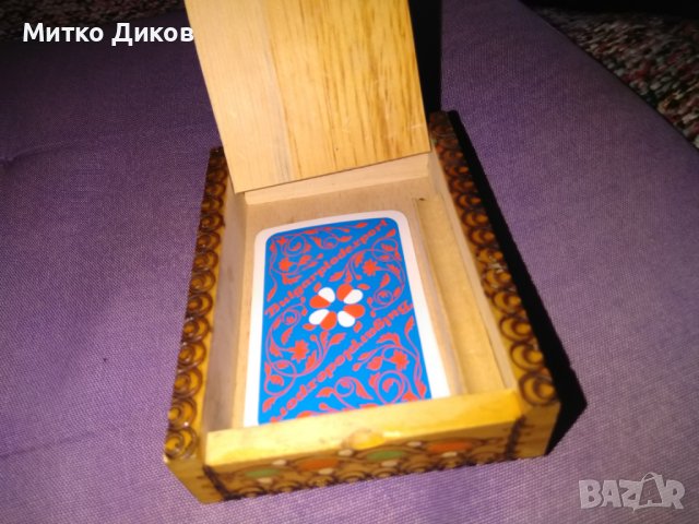 Кутия за карти и молив дървена от соца 124х90мм, снимка 5 - Карти за игра - 44375097