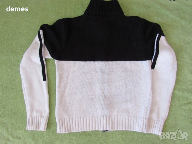 Машинно плетена жилеткав черно и бяло с цип, размер М, снимка 6 - Жилетки - 36662084