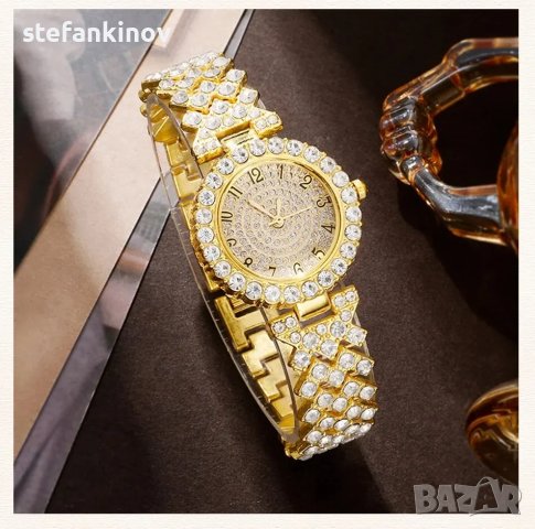 Луксозен комплект с часовник гривна колие пръстен и обеци, снимка 7 - Гривни - 44303502