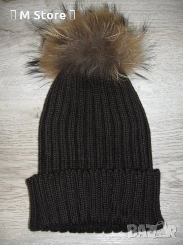 Зимна шапка естествен косъм и плетиво, снимка 2 - Шапки - 30650075