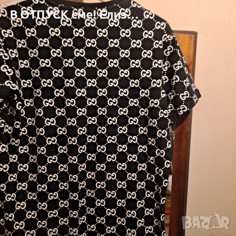 тениска маркова Гучи с обемна емблема-пчела апликация,черна нова, снимка 3 - Тениски - 51817392