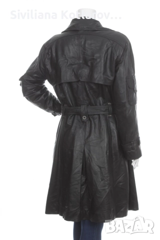 Дамско кожено манто Julia S Roma - черно, естествена кожа, снимка 2 - Палта, манта - 52509102