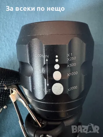 LED фенер с Zoom ефект, Ремък за носене, Компас, 5х3х30 см Прожектор, снимка 5 - Лед осветление - 49207964