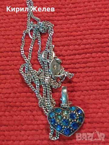 ФИНО МАРКОВО СРЕБЪРНО КОЛИЕ СРЕБРО 925 с ЕМАЙЛИРАНА СРЕБЪРНА ВИСУЛКА СЪРЧИЦЕ със СИНИ ЦИРКОНИ 38802, снимка 11 - Колиета, медальони, синджири - 49704287