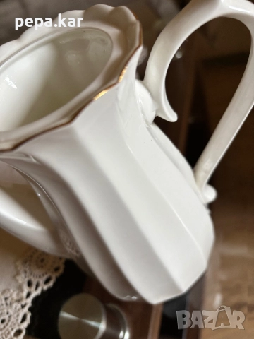 Каничка и чаша за кафе с чинийка от костен порцелан, снимка 5 - Сервизи - 52719336