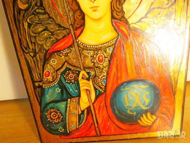 Старинна православна икона на АРХАНГЕЛ МИХАЙЛ - защитник от видими и невидими врагове, за изцелен, снимка 6 - Икони - 36906360