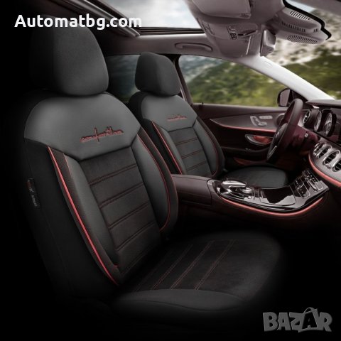 Тапицерия за седалки Automat, 11 части, Черен с червен кант, снимка 3 - Аксесоари и консумативи - 44244088