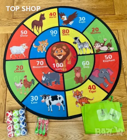 Дартс дъска за деца - 74 см двустранна велкро дъска за дартс, снимка 7 - Игри и пъзели - 49511638