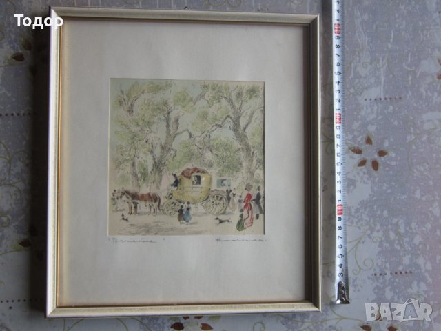 Стара картина графика  подписана 3, снимка 2 - Картини - 36917834