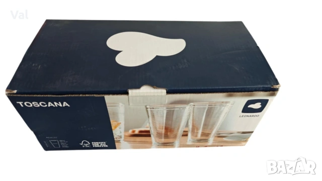 Елегантен комплект от 8 стъклени чаши Leonardo Toscana 330ml, снимка 4 - Чаши - 53038834