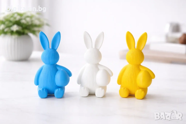 Великденска декорация - Дизайнерско зайче с яйце (Ribbed Bunny)