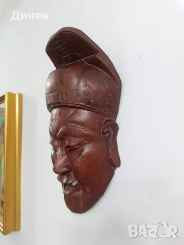Ръчно резбована азиатска винтидж маска от масивно дърво (30x16 см) , снимка 5 - Декорация за дома - 55930170
