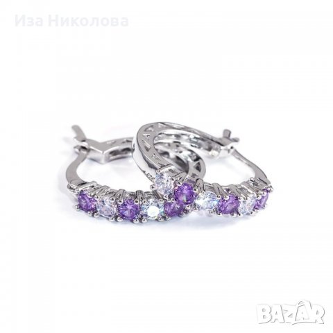 Обеци от медицинска стомана, аметист и сапфир