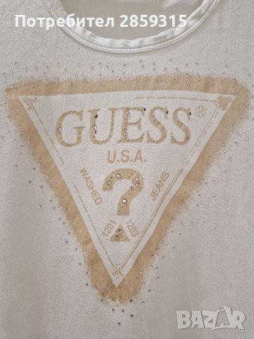 GUESS- оригинална дамска бяла памучна тениска, снимка 1 - Тениски - 37176829