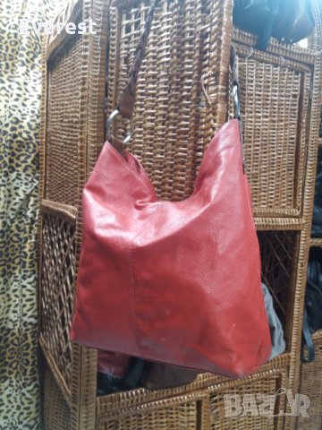 ПРОМО! Естествена кожа чанта, голяма червена, тип ТОРБА, снимка 5 - Чанти - 31573722