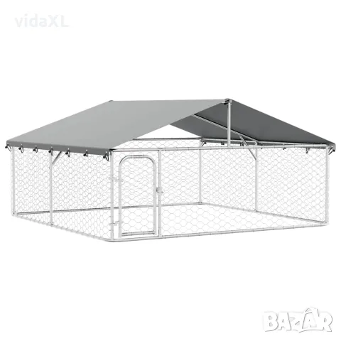 vidaXL Дворна клетка за кучета с покрив, 300x300x150 см