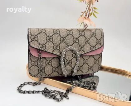 Gucci Нова Дамска Кожена Розова Чанта Гучи 