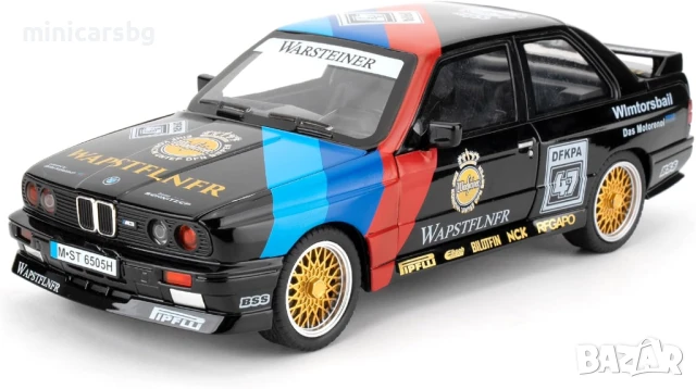 Метални колички: BMW E30 M3 DTM Warsteiner 1:24 – състезателен модел със светлини и звук, снимка 1