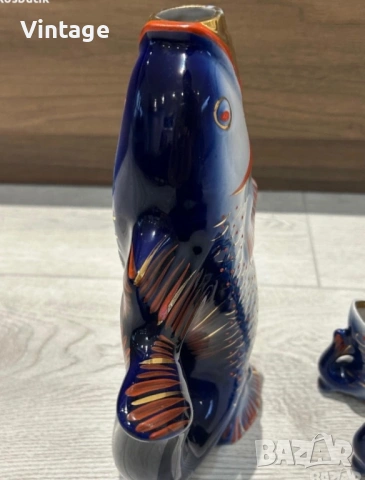 Винтидж съветски порцеланов сервиз Рибки , снимка 6 - Сервизи - 53977287