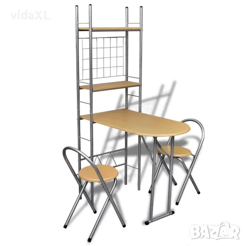 vidaXL Кухненски комплект 1 сгъваема маса и 2 сгъваеми стола
