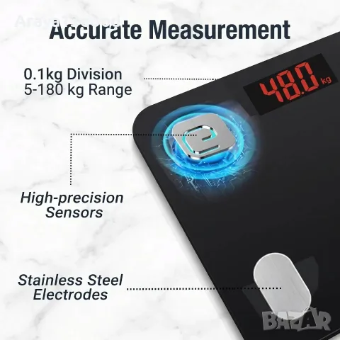 HomeFashion HFitness Smart Bluetooth кантар – 19 показателя, 180 кг, снимка 7 - Електронни везни - 56072053