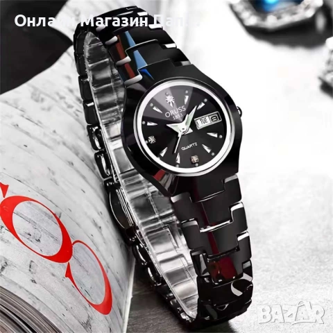 ORUSS дамски кварцов часовник 25мм черен с календар, снимка 3 - Дамски - 52910761