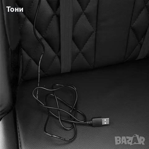 Геймърски стол с прибираща се подложка за крака и функция за масаж - черен, снимка 9 - Столове - 53239992