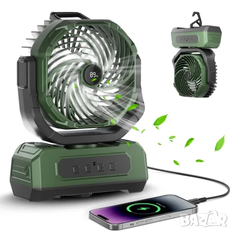 Акумулаторен вентилатор с дистанционно RGB осветление и таймер