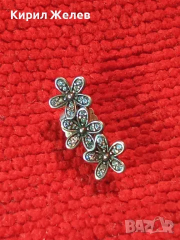 ПРЕЛЕСТНА НЕЖНА ФЛОРАЛНА СРЕБЪРНА ОБЕЦА ЦВЕТЯ СРЕБРО 925 с МИНИАТЮРНИ ФАСЕТИРАНИ ЦИРКОНИ 48667, снимка 9 - Обеци - 48901244