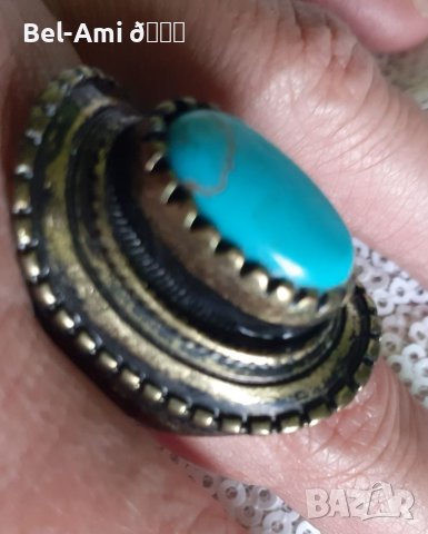 Уникален винтидж пръстен с Тюркоаз , снимка 3 - Обеци - 40805480