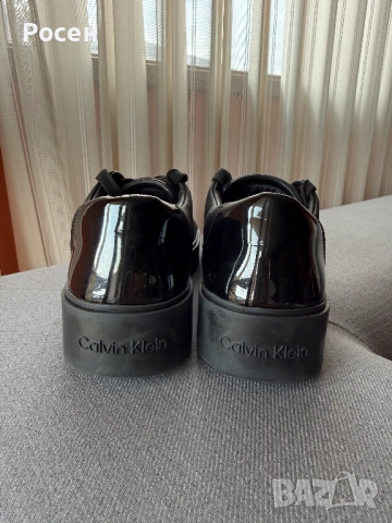 Черни кожени маратонки / кецове Calvin Klein, Номер 41, снимка 3 - Маратонки - 53914975