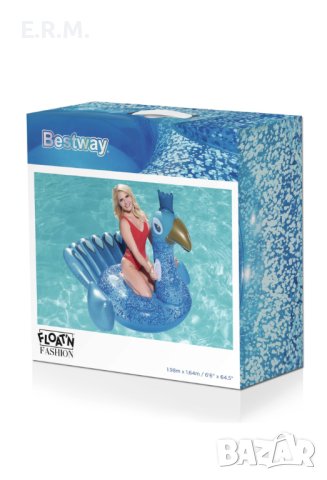 Надуваем дюшек паун за басейн море Bestway Pretty Peacock, 1.98 м x 1.64 м, снимка 6 - Надуваеми играчки - 42022447