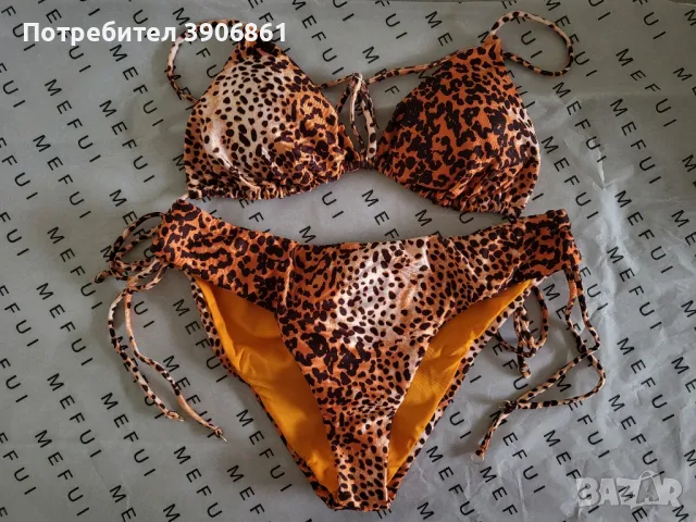 Италиански бански от две части тип триъгълник - тигров десен, снимка 2 - Бански костюми - 49461490
