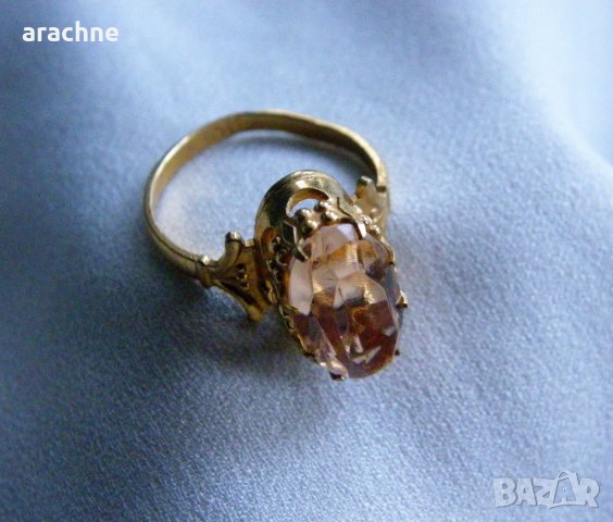 Позлатен сребърен пръстен с морганит, снимка 5 - Пръстени - 23497599