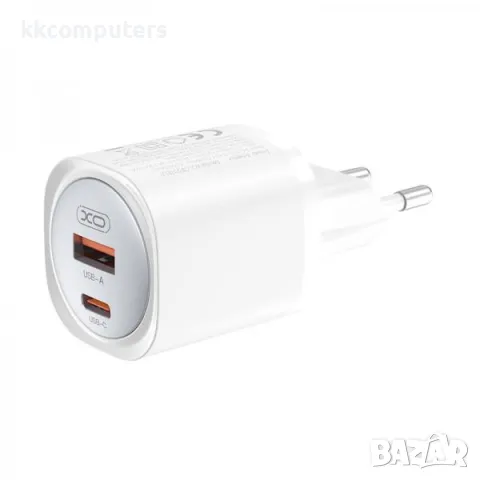 Зарядно/Адаптер 220V / XO-CE21 30W GaN / PD, USB QC 3.0 / + Type-C - Lightning Кабел / Бял / Баркод , снимка 2 - Оригинални зарядни - 47709378