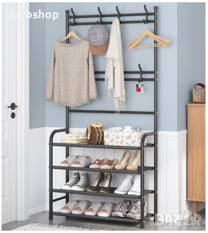 МУЛТИФУНКЦИОНАЛНА ЕТАЖЕРКА СЪС ЗАКАЧАЛКИ И РАФТОВЕ ЗА ОБУВКИ, снимка 7 - Етажерки - 36440519