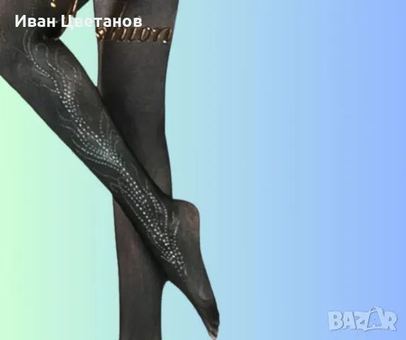 Чорапи микромрежа, със силикон и камъни, снимка 2 - Дамски чорапи - 49402589