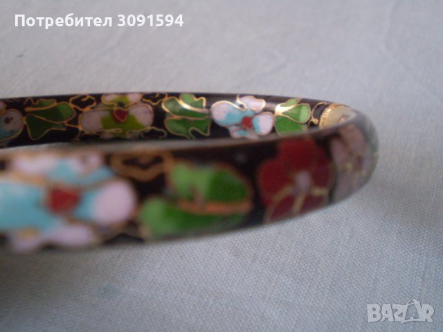 Красива дамска гривна емайл и цветя, снимка 5 - Антикварни и старинни предмети - 36859749