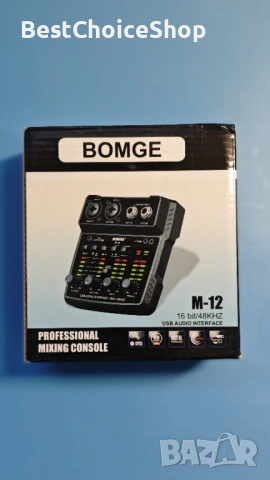 BOMGE USB аудио интерфейс 2-канален миксер XLR/3.5mm вход 48V захранване, снимка 4 - Ресийвъри, усилватели, смесителни пултове - 53927415