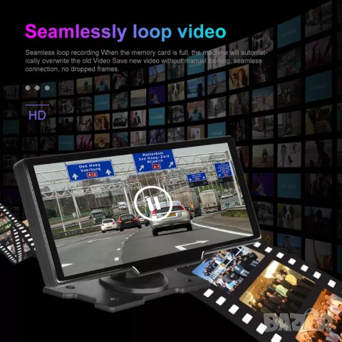  9,3" монитор камера за задно, предно виждане DVR видеорегистратор радио iPhone CarPlay Android Auto, снимка 6 - Аксесоари и консумативи - 38720867