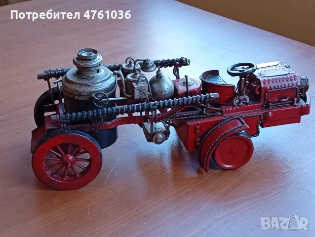 Стара ръчно изработена метална количка пожарна, снимка 2 - Колекции - 55962070