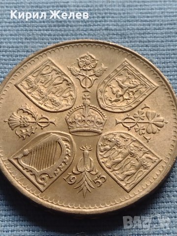 Монета 5 шилинга 1953г. Великобритания 25г. Управление на Елизабет втора 40418, снимка 1 - Нумизматика и бонистика - 42712973