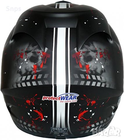 Каска за мотор protectWEAR, street design черно/червено, S 55-56 см, снимка 5 - Аксесоари и консумативи - 36631373