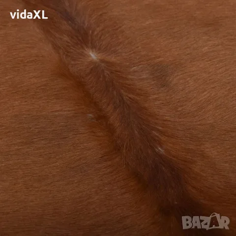 vidaXL Килим от волска кожа, кафяво и бяло, 150x170 см, снимка 3 - Килими - 56146517