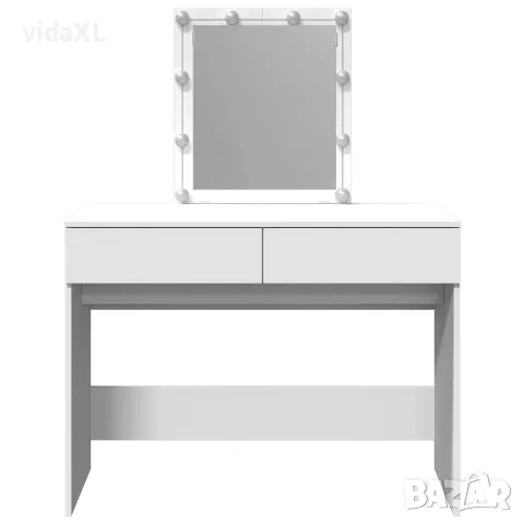 vidaXL Тоалетка с LED, бяла, 100x40x130 см, снимка 5 - Тоалетки - 56148273